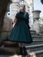 Dark Academia Slytherin Green and Black  Gigot Sleeves Classic Lolita OP Dress