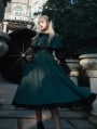 Dark Academia Slytherin Green and Black  Gigot Sleeves Classic Lolita OP Dress