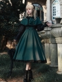 Dark Academia Slytherin Green and Black  Gigot Sleeves Classic Lolita OP Dress