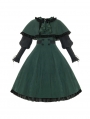 Dark Academia Slytherin Green and Black  Gigot Sleeves Classic Lolita OP Dress