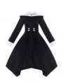 Black and White Embroidery Long Sleeve Irregular Gothic Nun Lolita OP Dress