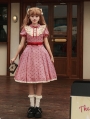 Red Plaid and Black Heart Pattern Puff Sleeves Sweet Lolita OP Dress