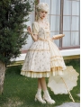 Yellow Daisy Print Vintage Fake Two-Piece Classic Lolita OP Dress