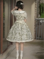 Secret Garden Summer Green Forest Print Doll Collar Classic Lolita OP Dress