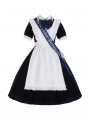 Natasha Black and White Classic Lolita Maid OP Dress with Detachable Apron