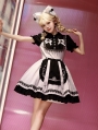 Black and Pink Dark Doll Gothic Lolita OP Dress with Detachable Apron