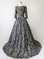 Blue Historical Patterned Victorian Civil War Queen Dress