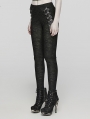 Black Gothic Punk Texture Knitted Leggings for Women