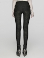 Black Gothic Punk Texture Knitted Leggings for Women