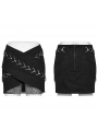 Black Gothic Punk Buckle Stud Embellished Mini Skirt