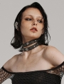 Gray Gothic Punk Loops Metal Rivet Choker