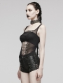 Black Gothic Punk Hollow Out Tank Top for Women