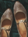 Gold Retro Floral Pattern One-Strap Mary Jane Victorian Shoes
