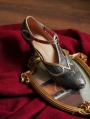 Golden Gray Embroidery Victorian T-Strap Heeled Victorian Shoes