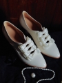 White Bow Elegant Vintage Pointed Toe Heeled Victorian Shoes