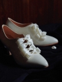 White Bow Elegant Vintage Pointed Toe Heeled Victorian Shoes