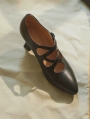 Black Leather Vintage Victorian Hollow Out Cross Strap Heels Shoes