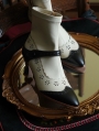 Black and White Retro Pointed Toe Side Zipper Victorian Boots