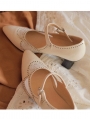 White Vintage Lace Splicing Leather Buckle Strap Victorian Shoes