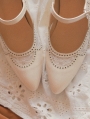 White Vintage Lace Splicing Leather Buckle Strap Victorian Shoes