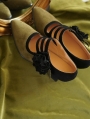 Dark Green Vintage Flower Hollow Strap Heeled Victorian Shoes