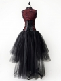 Black and Red Gothic Steampunk Skull Corset High-Low Prom Party Dress