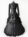 Black Taffeta 3-Pieces Gothic Victorian Bustle Gown Dress