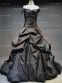 Black Off-the-Shoulder Simple Gothic Wedding Dress
