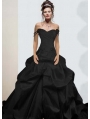 Black Off-the-Shoulder Simple Gothic Wedding Dress