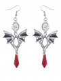 Silver Blood Dripping Bat Earrings