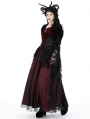 Black Vintage Gothic Patterned Velvet Lace Flared Sleeves Shrug for Women