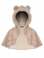 The Lost Bear Brown Warm Plush Short Hooded Cape for Women