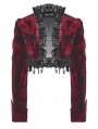 Dark Red and Black Lace Gothic Velvet Short Jacket for Women