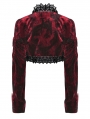 Dark Red and Black Lace Gothic Velvet Short Jacket for Women