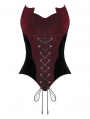 Scarlet Red Bats Gothic Side Zip Corset Top for Women