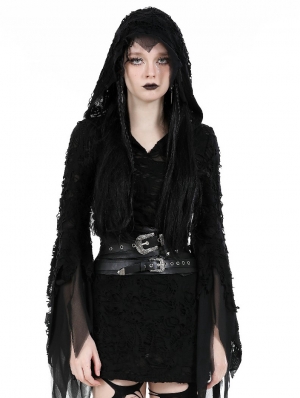 Black Gothic Punk Metal Buckle Bandage Waistband for Women