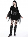 Black Gothic Punk Metal Buckle Bandage Waistband for Women