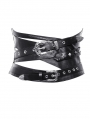 Black Gothic Punk Metal Buckle Bandage Waistband for Women