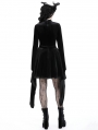 Black Gothic Spider Web Long Trumpet Sleeve Short Velvet Dress