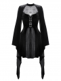 Black Gothic Spider Web Long Trumpet Sleeve Short Velvet Dress