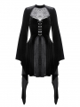 Black Gothic Spider Web Long Trumpet Sleeve Short Velvet Dress