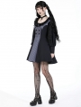 Black Gothic Pinstripe Long Sleeve Academism Short Dress