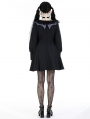 Black Gothic Pinstripe Long Sleeve Academism Short Dress
