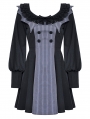 Black Gothic Pinstripe Long Sleeve Academism Short Dress