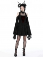 Black Gothic Ghost Cold Shoulder Flared Sleeves Short Dress
