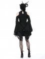 Black Gothic Ghost Cold Shoulder Flared Sleeves Short Dress