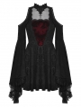 Black Gothic Ghost Cold Shoulder Flared Sleeves Short Dress