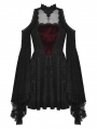 Black Gothic Ghost Cold Shoulder Flared Sleeves Short Dress