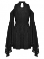 Black Gothic Ghost Cold Shoulder Flared Sleeves Short Dress