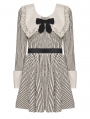 Vintage Big Lapels Gothic Classy Striped Short Dress